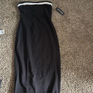 Derek Heart Black Strapless Dress with Silver Trim